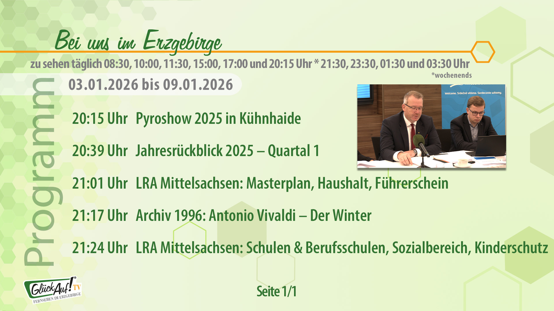 Bei uns im Erzgebirge für die Woche vom 03.01.2026 bis 09.01.2026